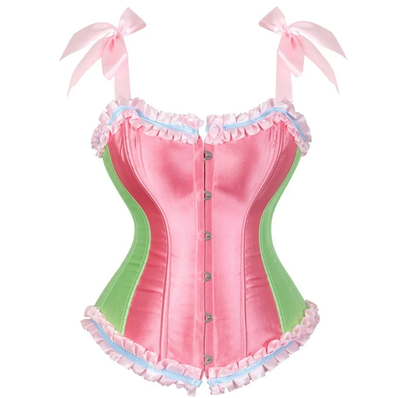 

Women Vintage Sweet Sexy Corset Tops Summer Body Shapping Slim Bustier Vest with Bandage for Jeans Skirt Dress