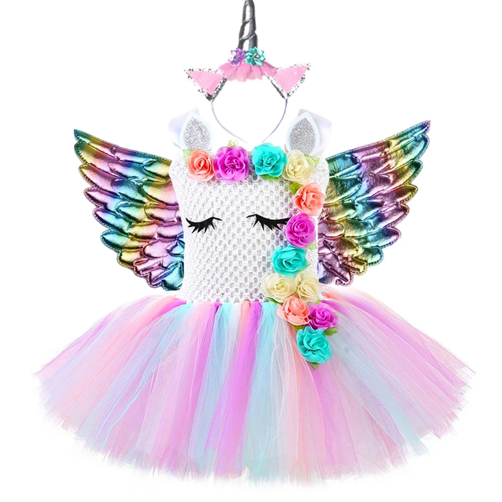

Princess Girls Unicorn Dress Flower Girl Birthday Party Dresses Kids Cosplay Unicorn Costume for Girls Halloween Christmas Dress