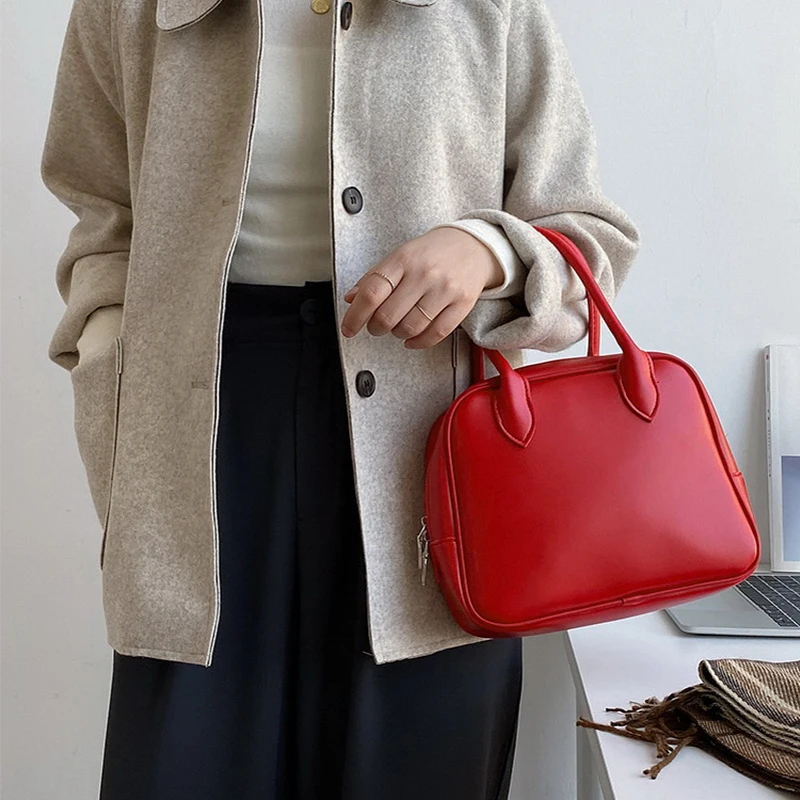 

FUNMARDI PU Leather Women Bags Small Casual Tote Bags Luxury Brand Shoulder Bags High Quality Handbags Solid Color bags WLHB2381