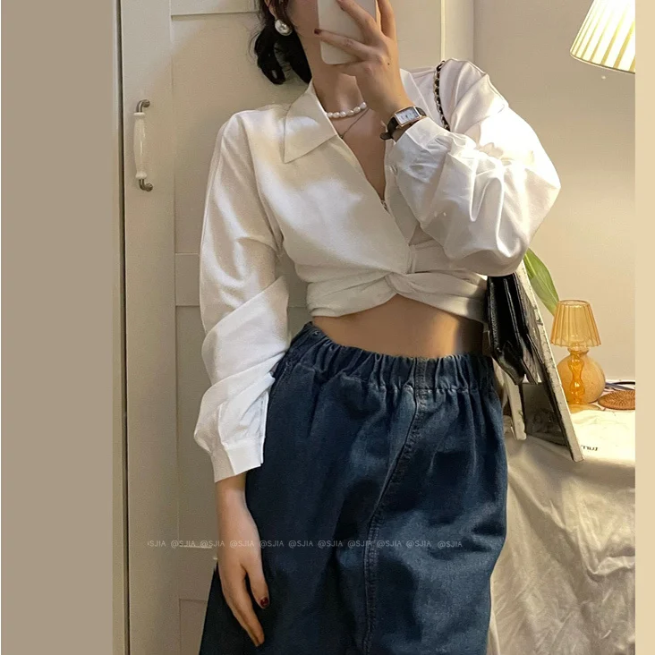 

Женские рубашки с V-образным вырезом, в французском стиле