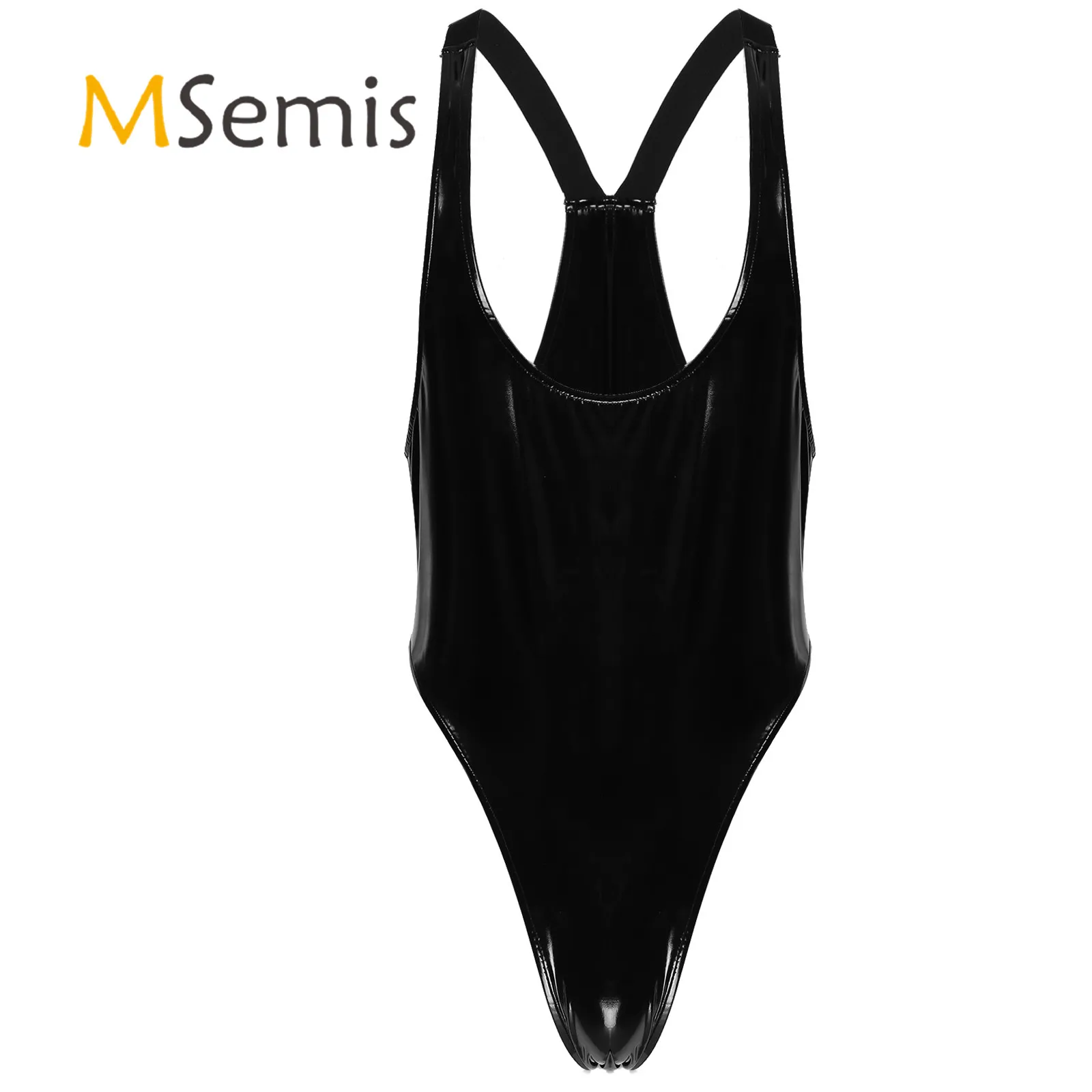 Боди мужское из лакированной кожи с U-образным вырезом | Спорт и развлечения