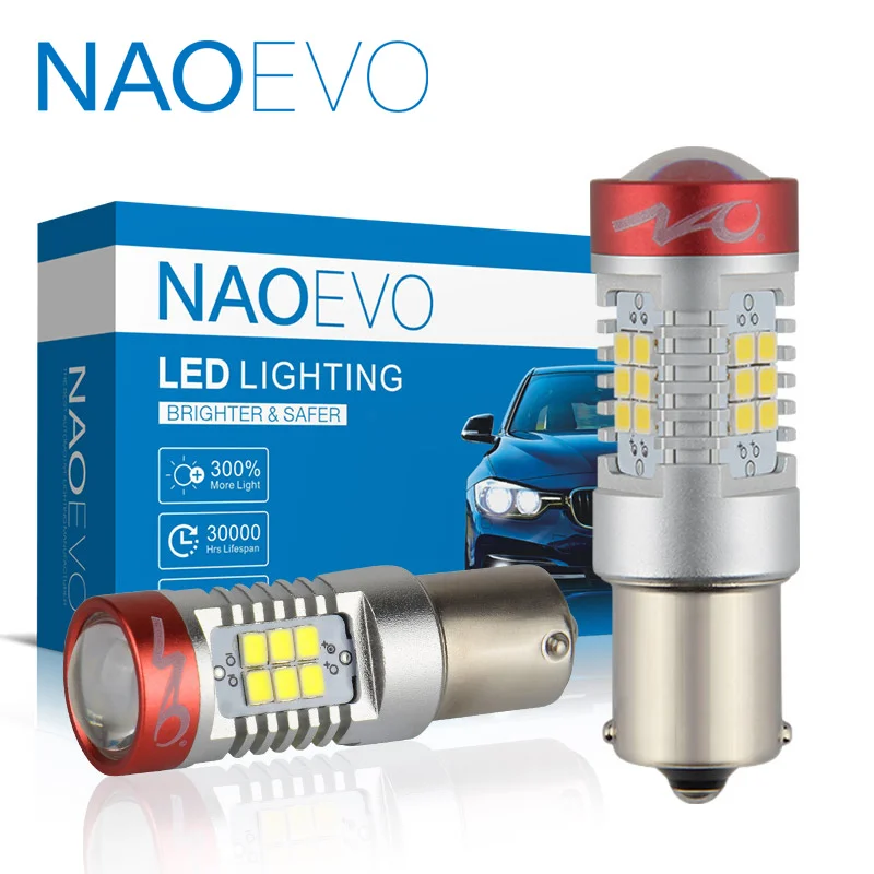 NAOEVO P21W 1156 светодиодный 5 W супер яркий 1300Lm BA15S Янтарный автомобильный указатель