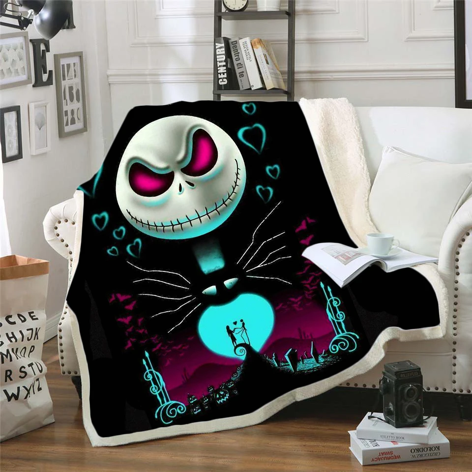 

The Nightmare Before Christmas Jack Skull Sherpa Blanket Plush Velvet Warm Sheet Cartoon Office Nap Blanket JACK-006