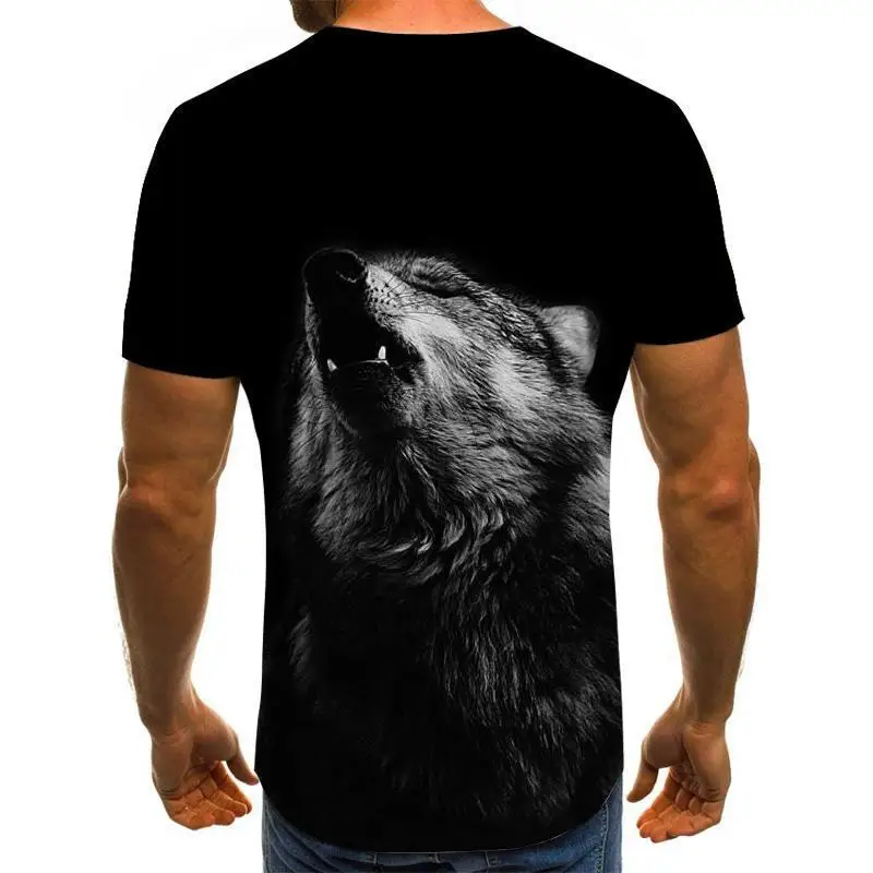

New arrival men's casual T-shirt 3D printing fashion animal wolf printed Short Sleeve T-Shirt Funny men's round neck 3D men Tees