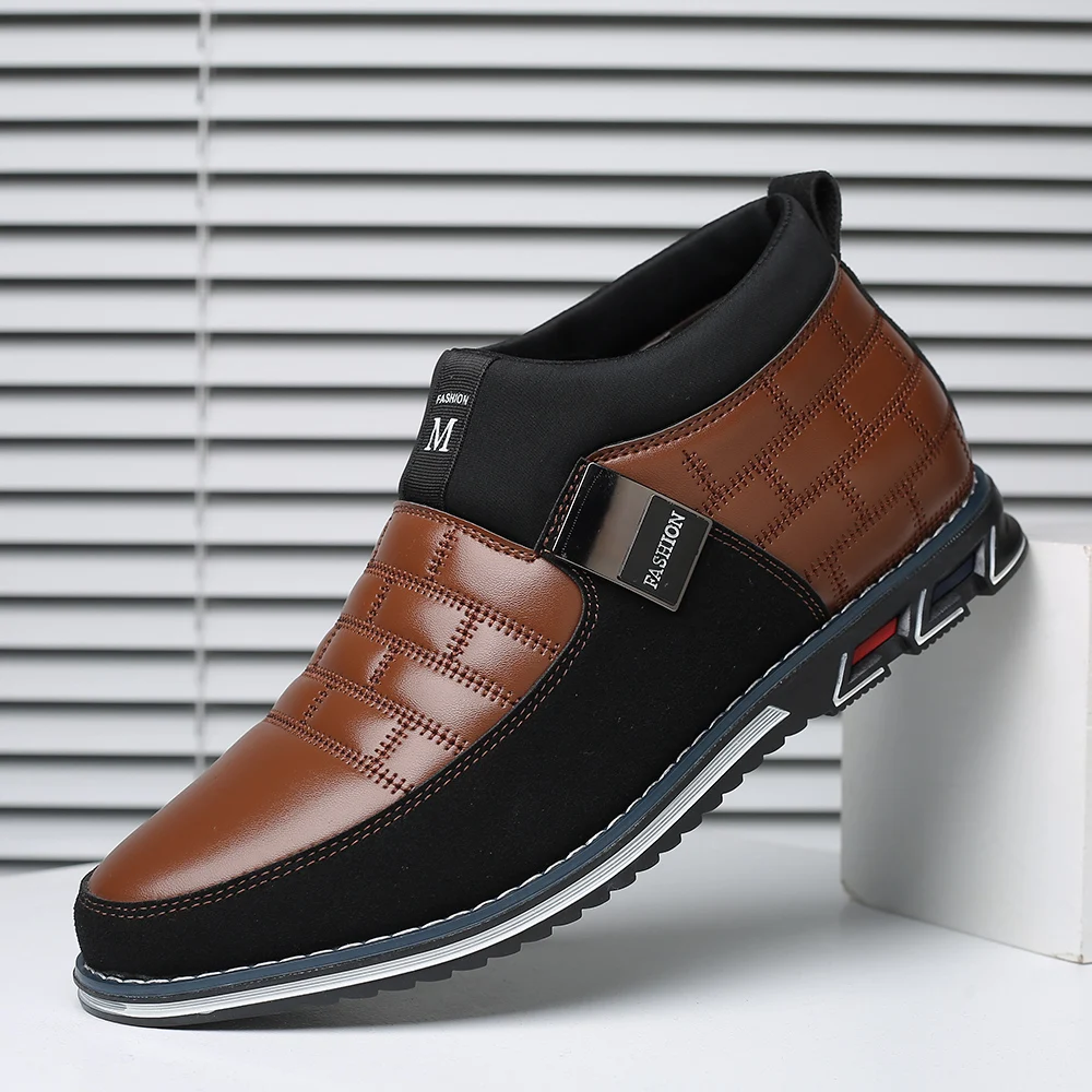 fashion brand big size men casual shoes slip on business casual shoes men hot sale breathable high top casual men shoes black free global shipping