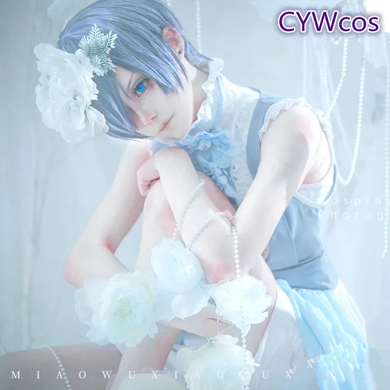 Костюм для косплея черного Батлера фантомного улья голубой Лотос платья Лолиты