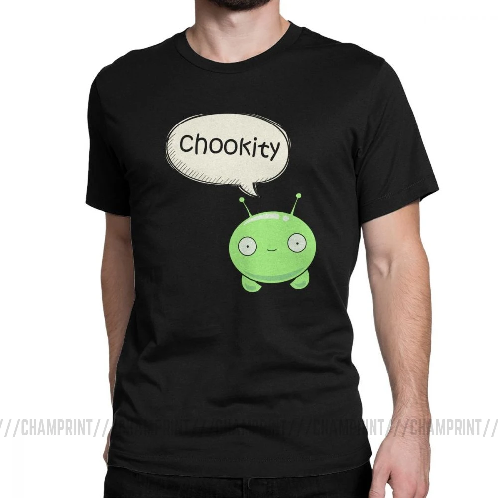 Мужская футболка Chookity Mooncake, Moon Cake Final Space Crazy, топы с круглым вырезом и коротким рукавом, чистый хлопок, футболка с принтом, футболка размера плюс - Цвет: Черный