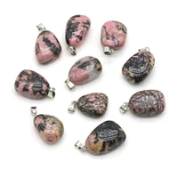 natural irregular stone pendants polished black rhodochrosite stone necklace accessories for jewelry making crystal charms