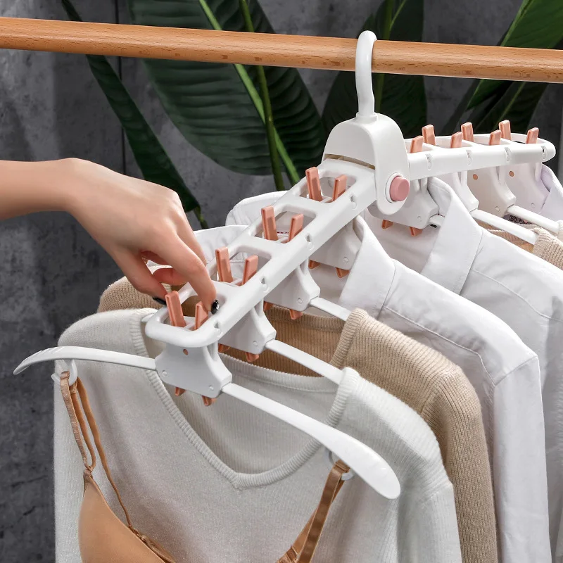 

Magic Hangers Drying Rack Multi-function Plastic Storage Artifact 360 Degree Rotating Clothes Organizer Folding Hanger Racks