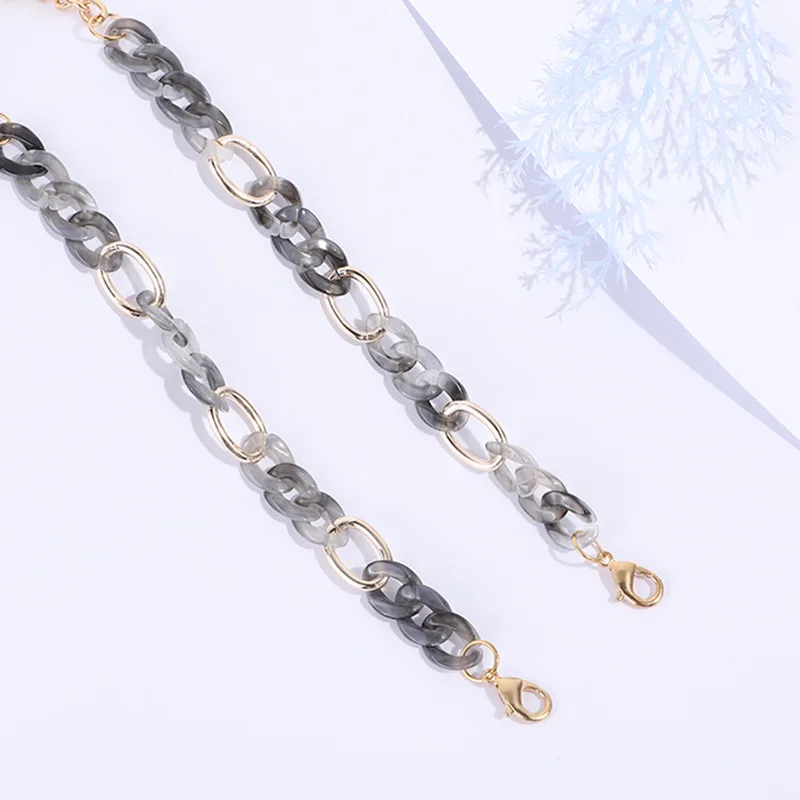 

Fashion Retro Bright Acrylic Sunglasses Chain Straps Lanyards Transparent Color Reading Glasses Hanging Neck Glasses Chain