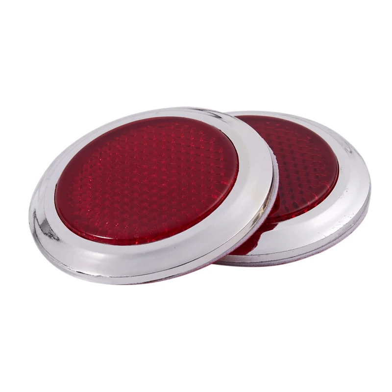 

4 Pcs Auto Car Plastic Round Reflective Reflector Sticker Red