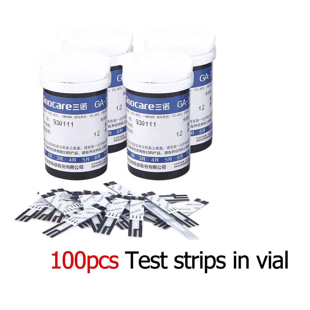 100 Strips No Lancet SINOCARE, глюкометр для измерения уровня глюкозы в GA-3 измеритель уровня глюкозы в крови для контроля уровня сахара в крови с 50/100 шт Тесты-полосками, ланцетами сахара в крови, медицинский измеритель уровня сахара в Диабет Тесты - Цвет: 100 Strips No Lancet