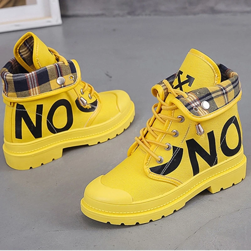 Женские ботильоны высокие парусиновые ботинки на шнуровке женская