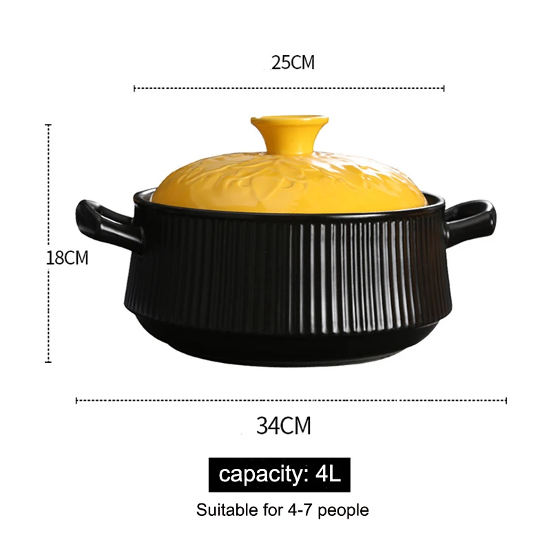 Soup Pot 4L Высокая термостойкость большая емкость медицинский горшок каша плита кастрюля керамическая котел суп камень котел - Цвет: Soup Pot 4L