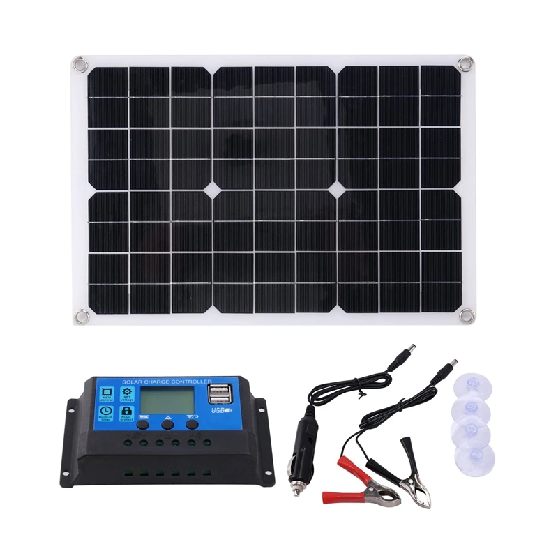 

15W Solar Panel 12V Battery Charger Kit 50A Controller For Caravan Van Boat Dual USB CNIM Hot