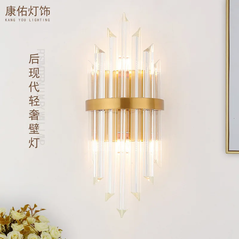 

Postmodern crystal wall lamp gold wall sconce lights AC110V 220V fashion luxury lustre living room bedroom light fixtures