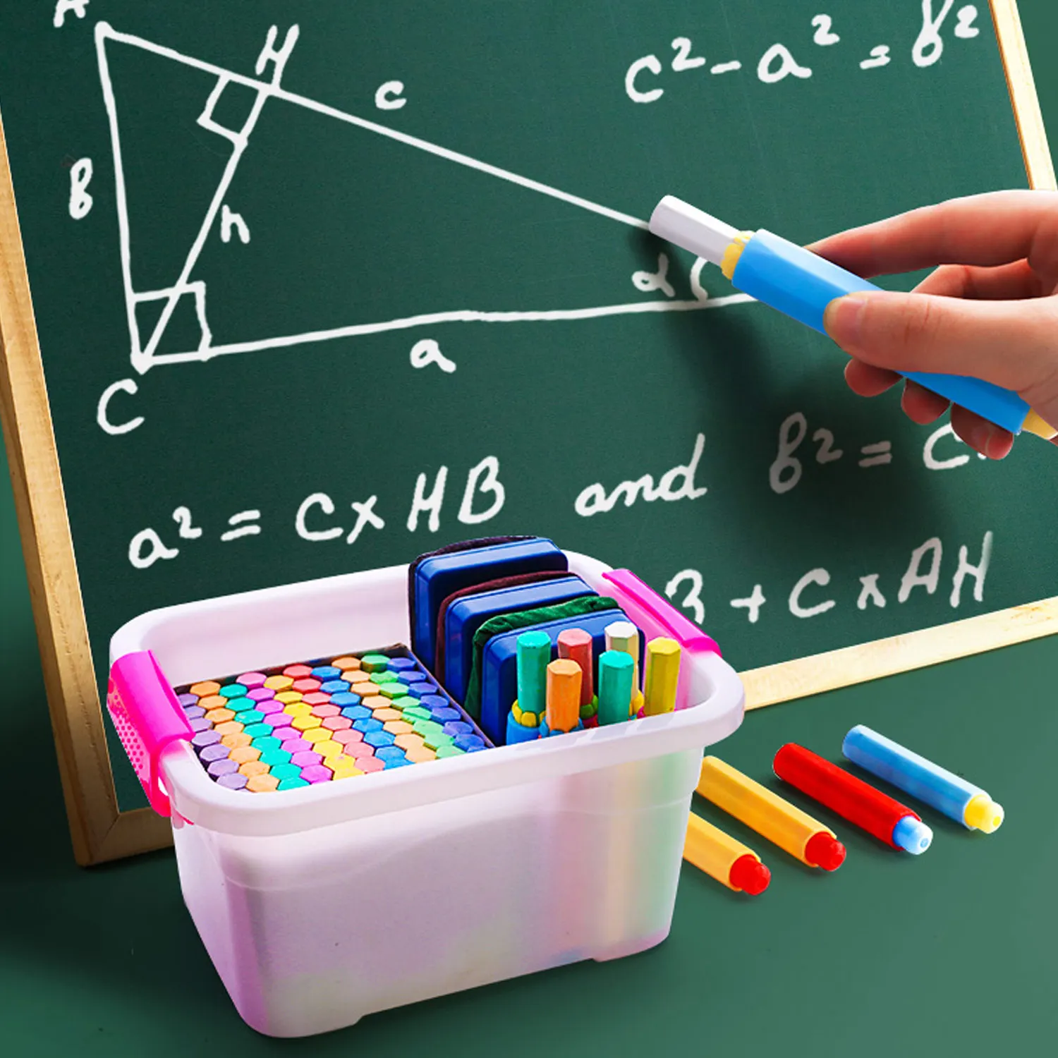 100 шт. моющиеся цветные мелки без пыли с 5 мелом держателем и 1 ластиком для школы