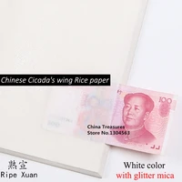10sheets chinese cicada rice paper with mica ripe xuan paper for chinese gongbi painting xuan zhi very thin paper