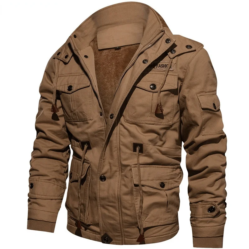 

2021 Autumn Winter New Men Fleece Tough Guy Masculine Jacket Coats Men Casual Thickened Hooded Outdoor Military Jackets Men Top
