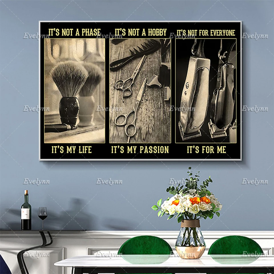 

Barber Hairdresser Hair Stylist Poster It's Not A Phase It's My Life Wall Art Prints Home Decor Canvas UniqueGift Floating Frame