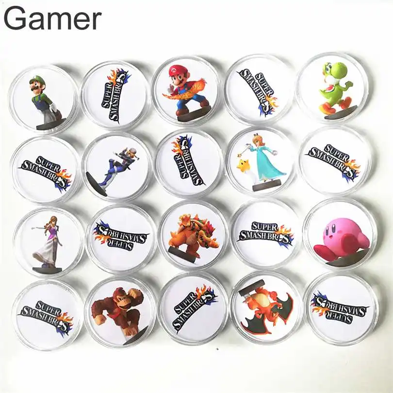 Полный набор из 20 штук изысканные круговые карты Super Smash Bros Ntag215 для сбора данных