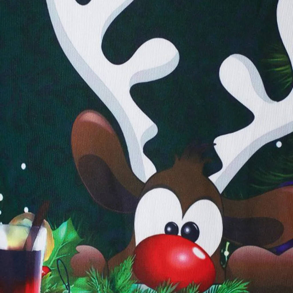 Женская рождественская клетчатая длинная футболка с принтом оленя бархатный