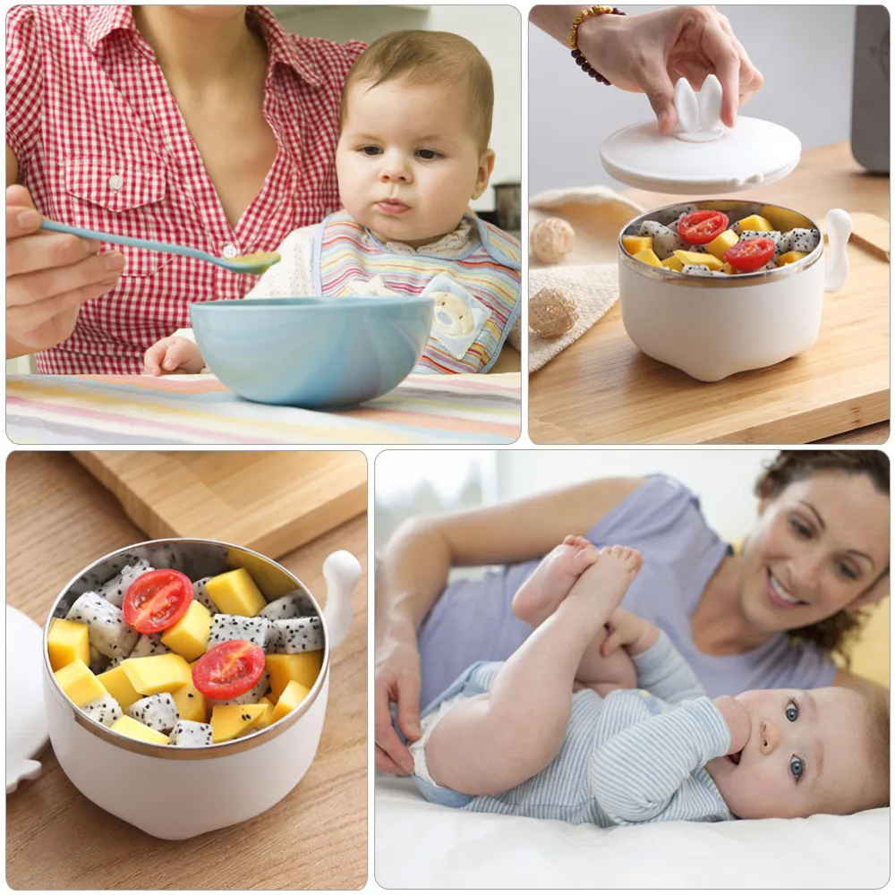 

1Pc Baby Bowl with Lid Insulation Bowl Portable Food Bowl Baby Supplies