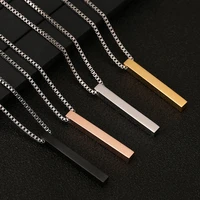four sides engraving personalized square bar custom name necklace stainless steel pendant necklace womenmen lover gift jewelry
