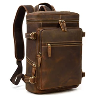 maheu vintage genuine leather mens backpack large capacity shoulder bag crazy horse leather male 14 laptop travel backpacks