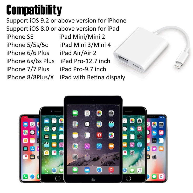 OTG USB адаптер для камеры для lightning ios 13 пианино MIDI клавиатура разъем с зарядным портом для iphone iPad