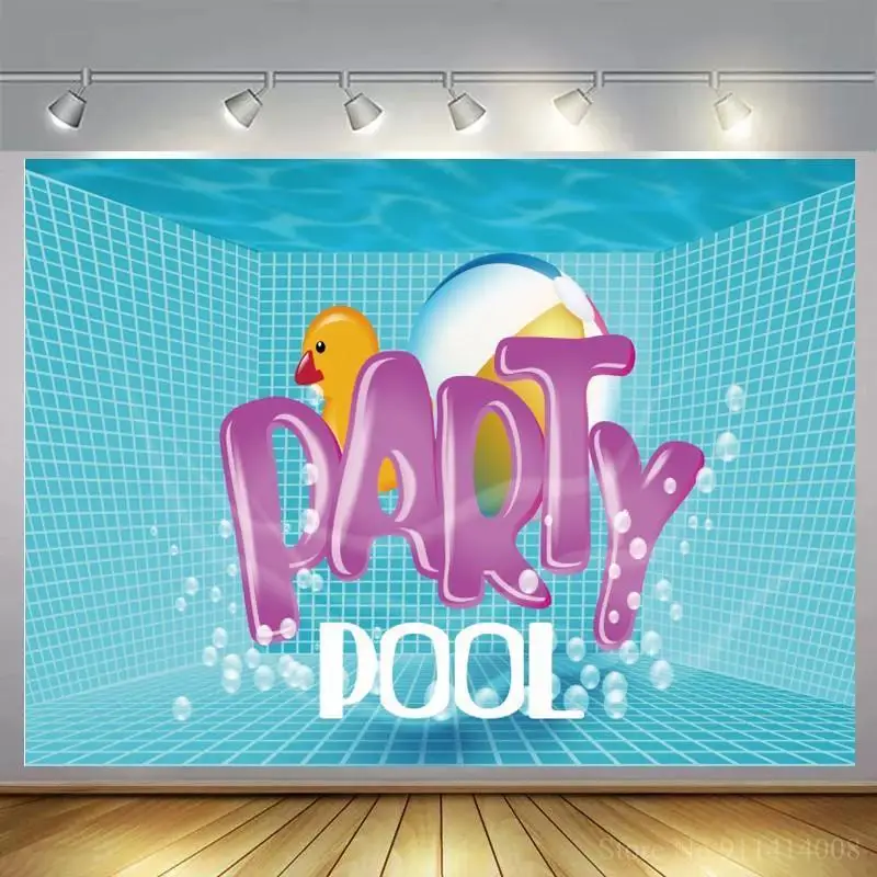 

Виниловый фон для фотосъемки с изображением летнего бассейна и вечеринки в честь Дня Рождения