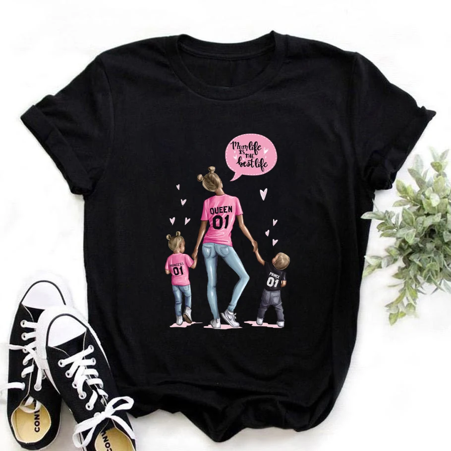 

Girls Mom Life Casual Tops Tee Summer New Fashion Suprt MAMA Graphic Printed Women Black T-shirt Female Short Sleeve Tshirts
