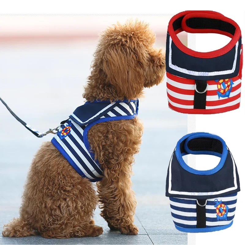 

Ошейник-поводок для собак, регулируемый нагрудный ремень в морском стиле для маленьких и средних щенков, креативный надежный поводок для со...