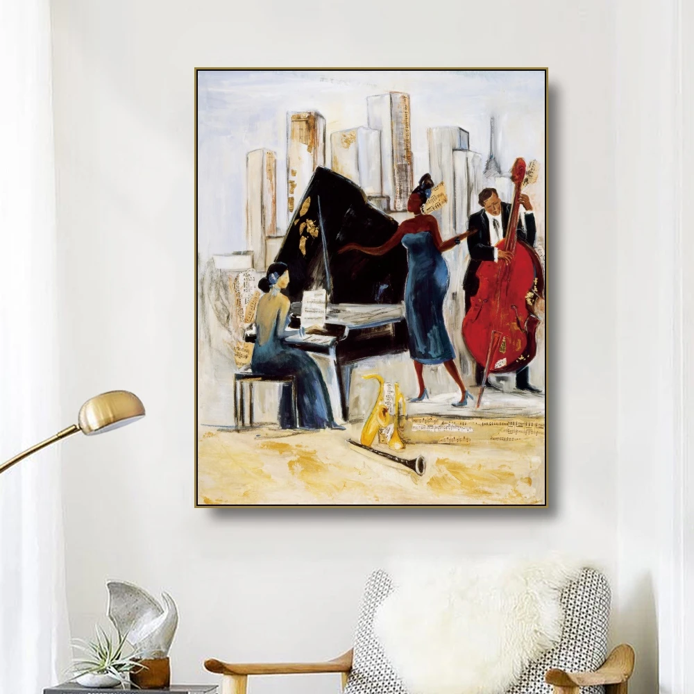 

Cassisy Canvas Art Painting Jazz Band Singing girl Art Poster Picture Wall Decor Modern Home Living room Office Decoration