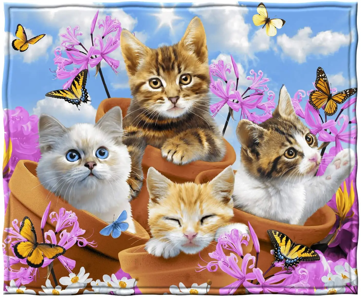 

Fleece Throw Blanket by (Garden Wonder Kittens) blankets for beds throw blanket
