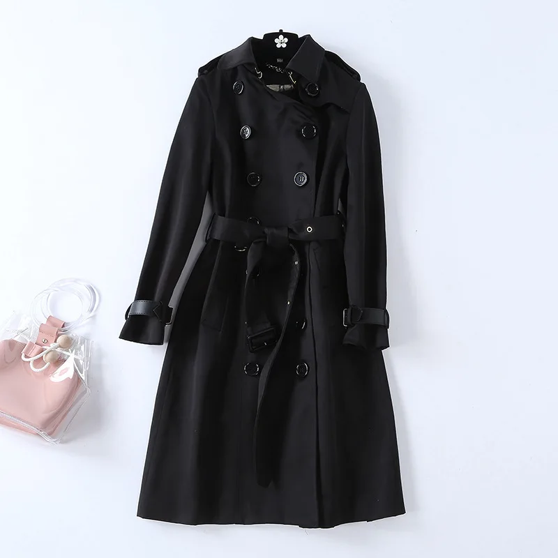Тренчкот женский двубортный длинный Модная приталенная ветровка с длинным