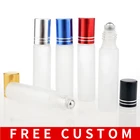 Бесплатный логотип на заказ, оптовая продажа, 10 мл, флакон для духов с матовым стеклом, пустые косметические контейнеры для эфирных масел