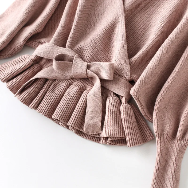 Вязаный свитер с рукавом летучая мышь пуловер v-образным вырезом модные свитера