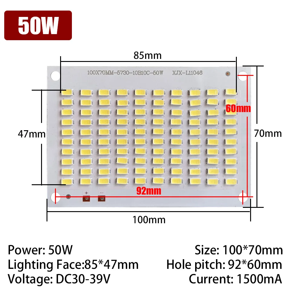 Полный Мощность светодиодный Floodling PCB 50 Вт 100 SMD5730 лампа печатной платы Алюминий