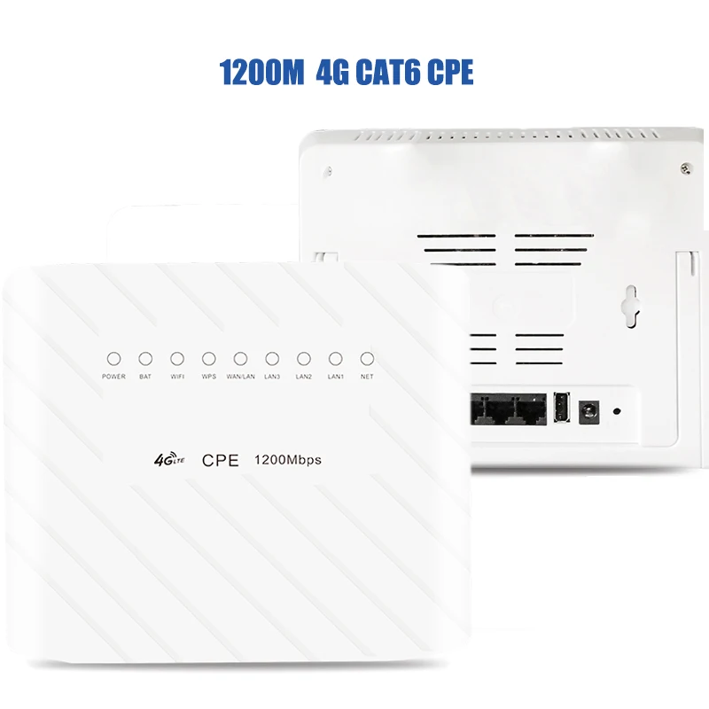 1200Mbps 4G LTE CPE Router CAT6 4G LTE Wireless CPE Router Dual Band 2.4&5.8G Wireless AP FDD/TDD LTE Sim Card