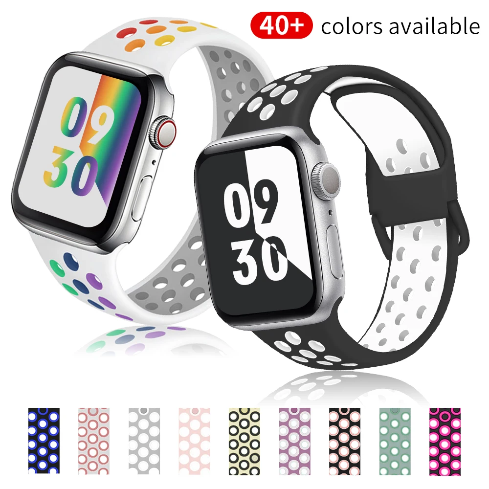 

Silicone Strap For Apple Watch Se 6 5 band 44mm 40mm Accessories smart wrist belt bracelet iWatch Watchband Series 432 38mm 42mm