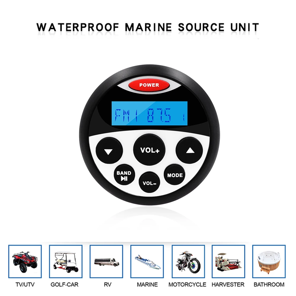 Waterproof Marine Stereo Bluetooth Radio Motorcycle Audio Boat Car MP3 Player Auto Sound System FM AM Receiver For SPA UTV ATV