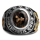 Мужское модное высококачественное металлическое кольцо в стиле ретро панк-рок с золотыми овечьими головками масонское мужское ювелирное изделие