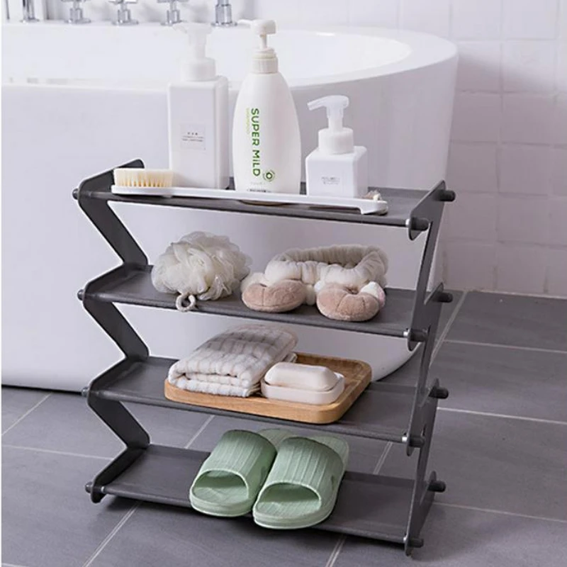 DIY минималистский 4 Слои Нержавеющая сталь сборки полка для обуви в европейском