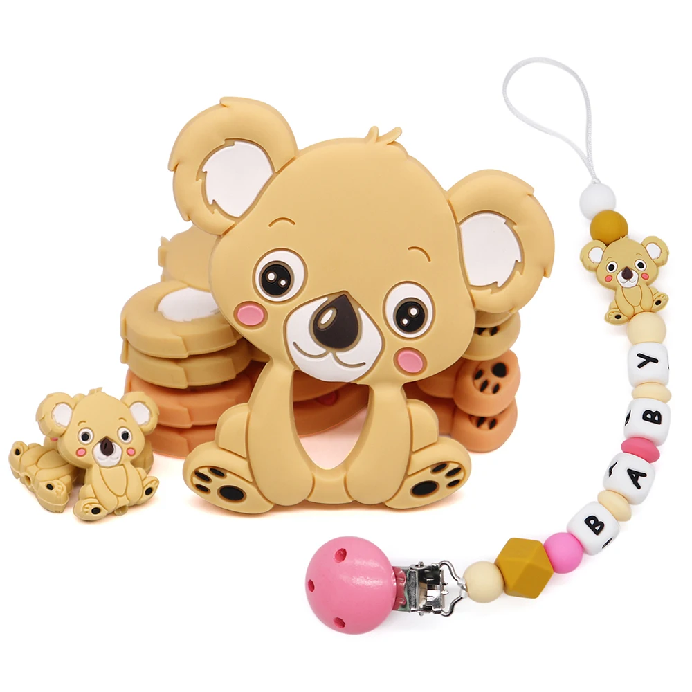 

Baby Teether Animal Koalas Food Grade Silicone Teething Beads Newborn Dental Caries Toys Infant Pacifier Chain DIY Handmade