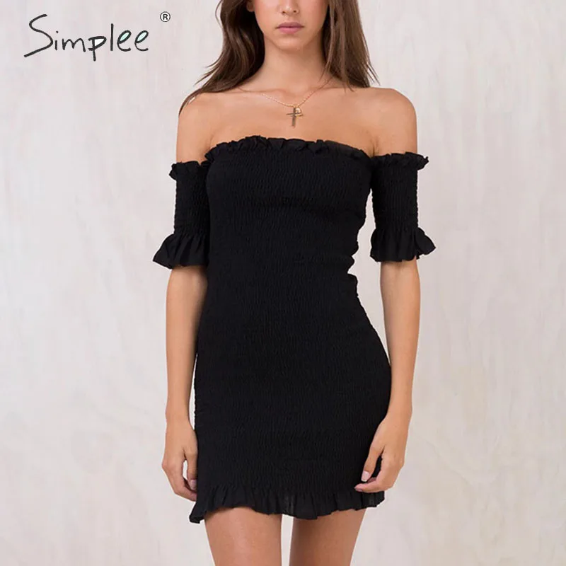 Облегающее летнее платье Simplee с открытыми плечами повседневное пляжное мини