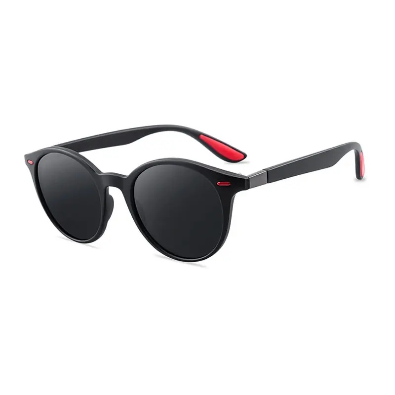 Black Red HUHAITANG, для улицы, поляризационные, мужские солнцезащитные очки, Роскошные, круглые, с заклепками, для женщин, солнцезащитные очки для мужчин, s, фирменный дизайн, для вождения, солнцезащитные очки для женщин s - Цвет линз: Black Red