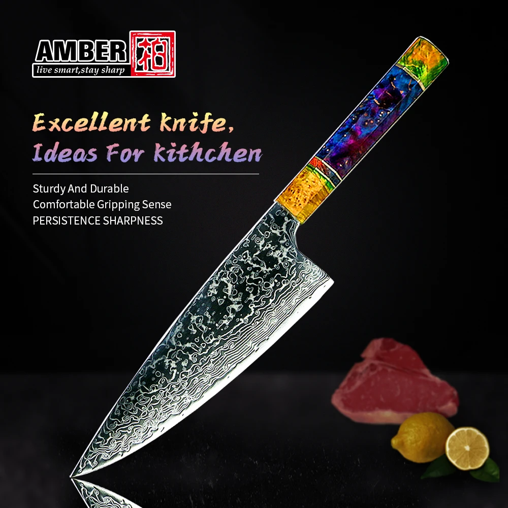 AMBER şef bıçağı japon şam çelik Kiritsuke 67 katmanlar VG10 lüks mutfak bıçakları profesyonel pişirme araçları en iyi hediye