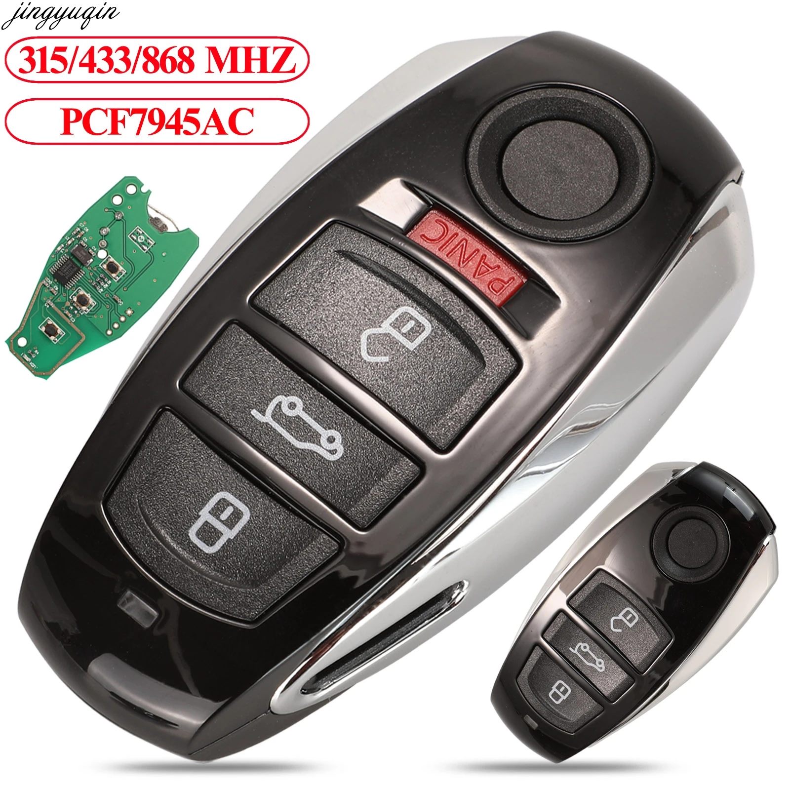 

Jingyuqin Remote Control Car Key 315/433/868Mhz PCF7945AC Chip For VW Volkswagen Touareg 2010-2014 Hitag CVGA Smart Fob 3/4 BTNS