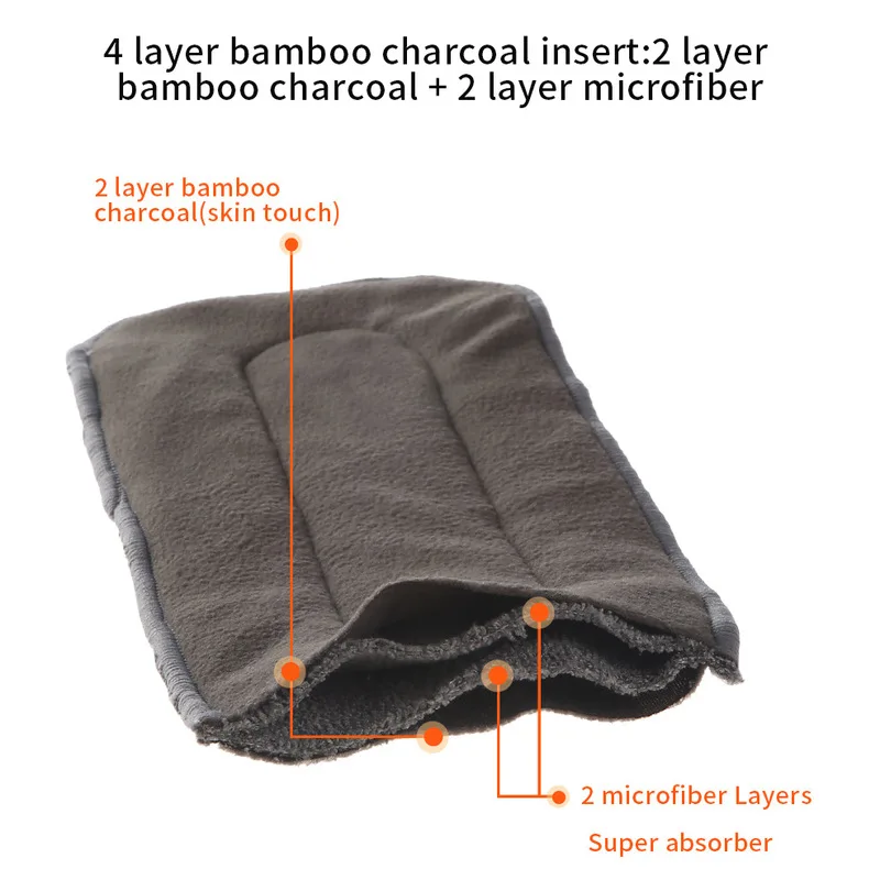Insertos de pa&ntilde;ales lavables reutilizables, algod&oacute;n de bamb&uacute;, insertos el&aacute;sticos, forros para pa&ntilde;ales de beb&eacute;, insertos de carb&oacute;n, 5 uds.-1